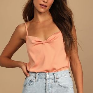 It's a Gift Light Orange Satin Cami Top